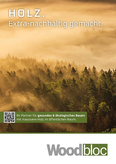 Woodbloc Flyer öffentlicher Bau